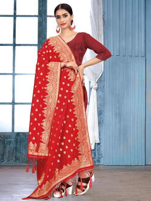 self design banarasi dupatta - 16745950 - Very Small Image - 1