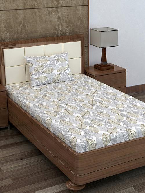 cotton single bedsheet with 1 pillow cover  - 16746010 - Very Small Image - 1