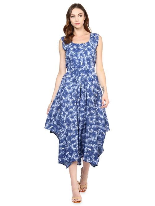 jagged hem floral asymmetric dress  - 16746557 - Very Small Image - 1