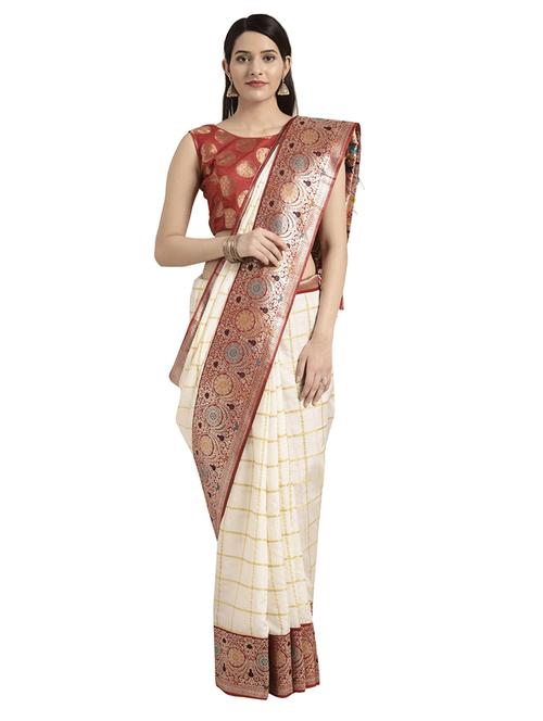 checkered banarasi saree - 16746938 - Very Small Image - 1