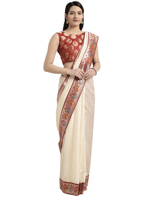solid banarasi saree with blouse - 16746943 - Very Small Image - 1