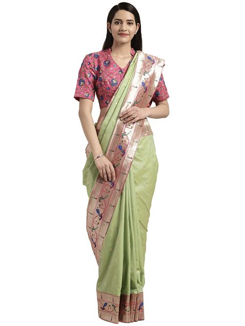 solid banarasi saree with blouse - 16746950 - Very Small Image - 1