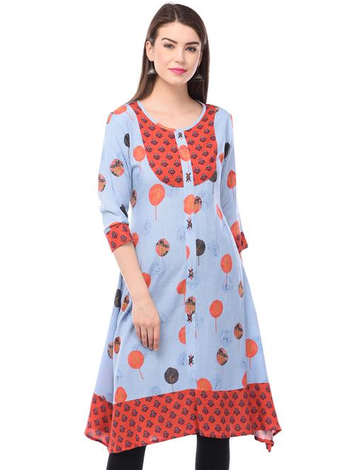 printed flared kurta - 16749804 - Very Small Image - 1