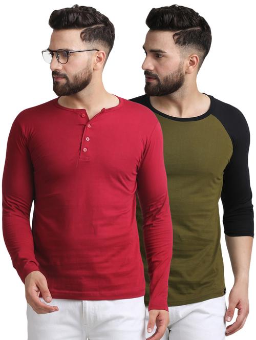 red and green combo t-shirts - 16750102 - Very Small Image - 1