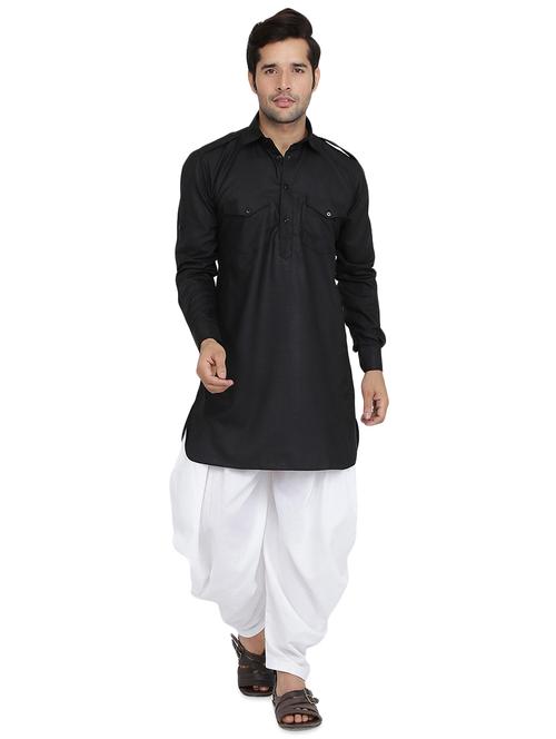 black solid dhoti kurta set - 16750411 - Very Small Image - 1