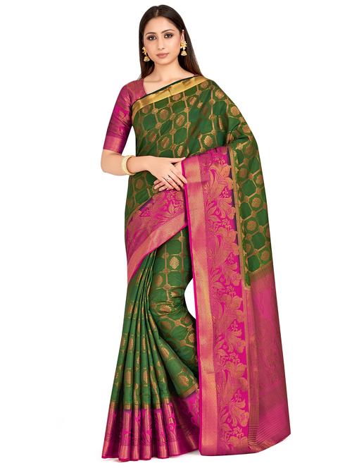 women's self design green colored saree - 16750694 - Very Small Image - 1