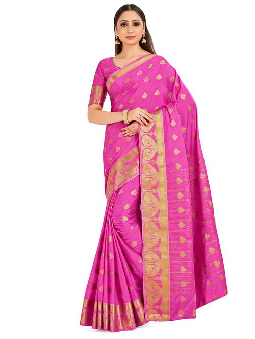 women's self design pink colored saree with blouse - 16750723 - Very Small Image - 1