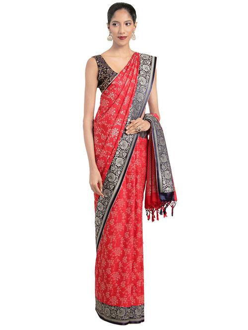 floral kanjivaram saree with blouse - 16751488 - Very Small Image - 1
