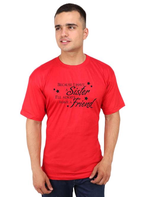 red typographic chest print t-shirt - 16751987 - Very Small Image - 1