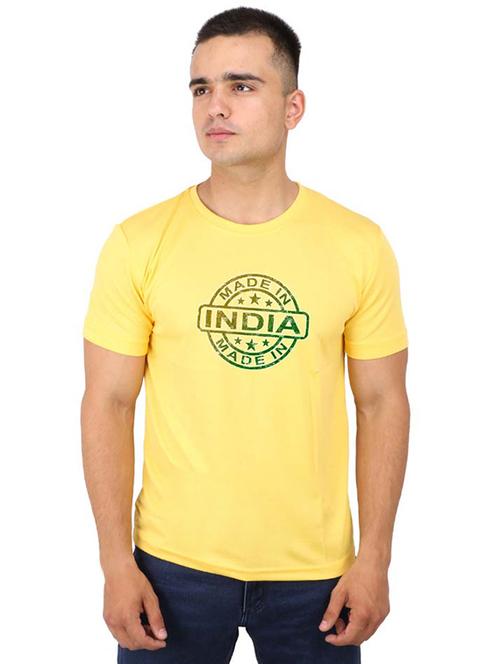 yellow typographic chest print t-shirt - 16752138 - Very Small Image - 1