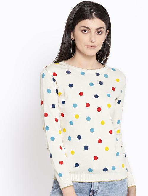 round neck polka dot  pullover - 16752953 - Very Small Image - 1