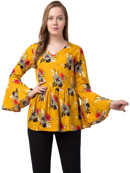 bell sleeved floral a-line top  - 16753353 - Very Small Image - 1