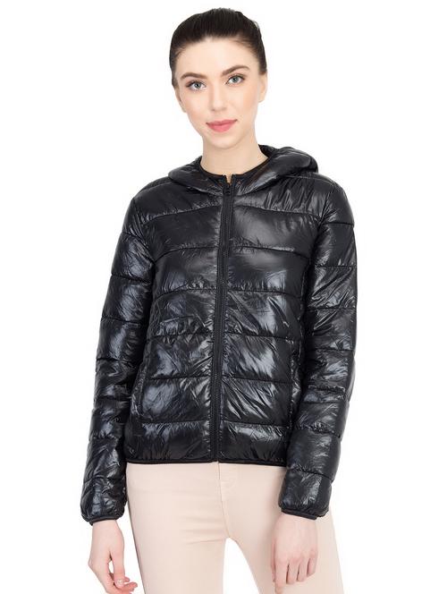 hooded neck quilted polyester jacket - 16754321 - Very Small Image - 1