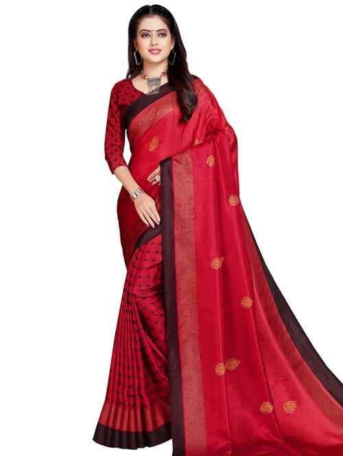 checkered printed saree with blouse - 16754425 - Very Small Image - 1