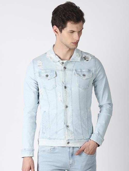 light blue solid denim jacket - 16756835 - Very Small Image - 1