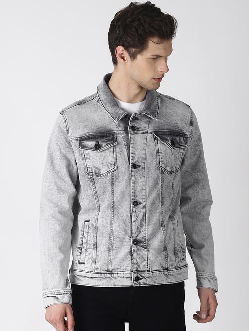 grey washed denim jacket - 16756837 - Very Small Image - 1