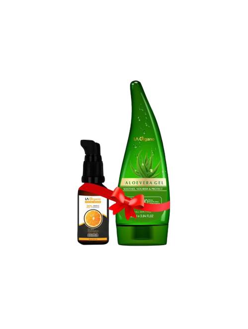 la organo face glow serum for skin brightening and aloe vera gel for face & hair moisturization & nourishment - 16760007 - Very Small Image - 1