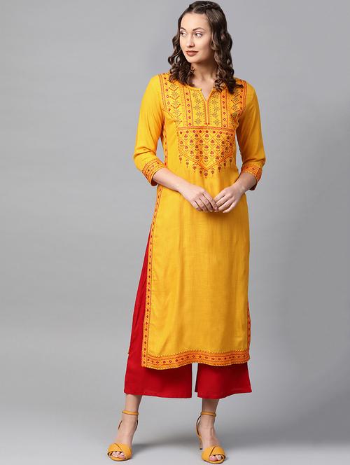 embroidered kurta palazzo set - 16762265 - Very Small Image - 1