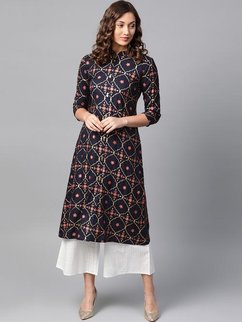 foil printed kurta palazzo set - 16762267 - Very Small Image - 1