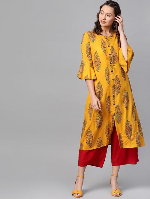 floral print kurta palazzo set - 16762270 - Very Small Image - 1