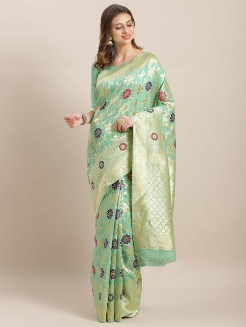 floral printed saree  with blouse - 16763691 - Very Small Image - 1