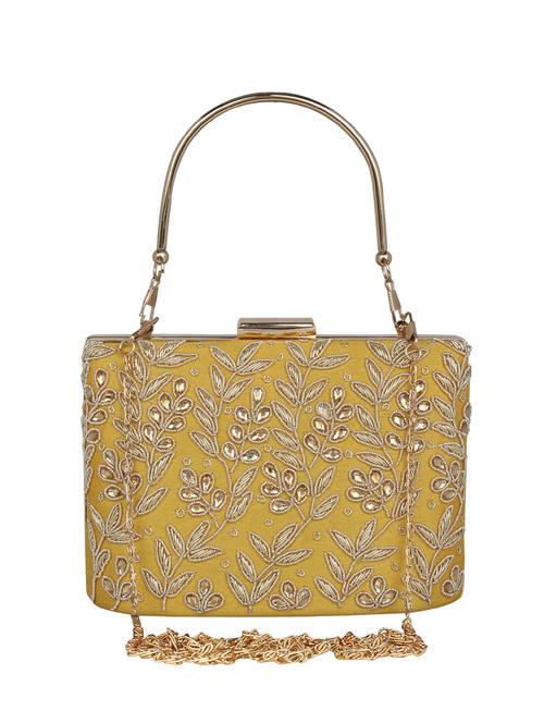 yellow faux silk box clutch - 16764057 - Very Small Image - 1