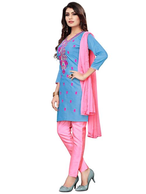 embroidered unstitched pant suit set - 16764081 - Very Small Image - 1