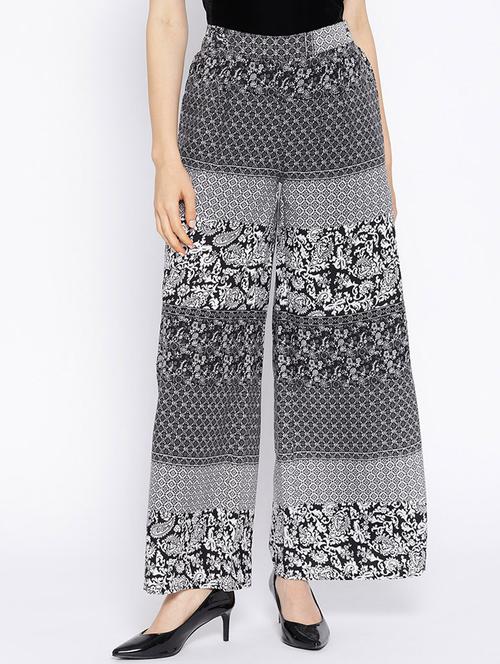 black high rise printed straight palazzo - 16764105 - Very Small Image - 1