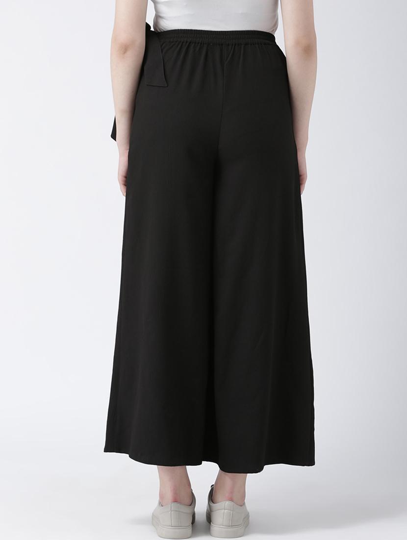 solid flat front wide leg overlap trouser - 16764389 - Zoom Image - 2
