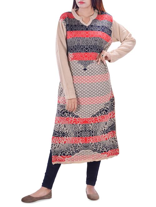 printed woolen kurta - 16765030 - Very Small Image - 1