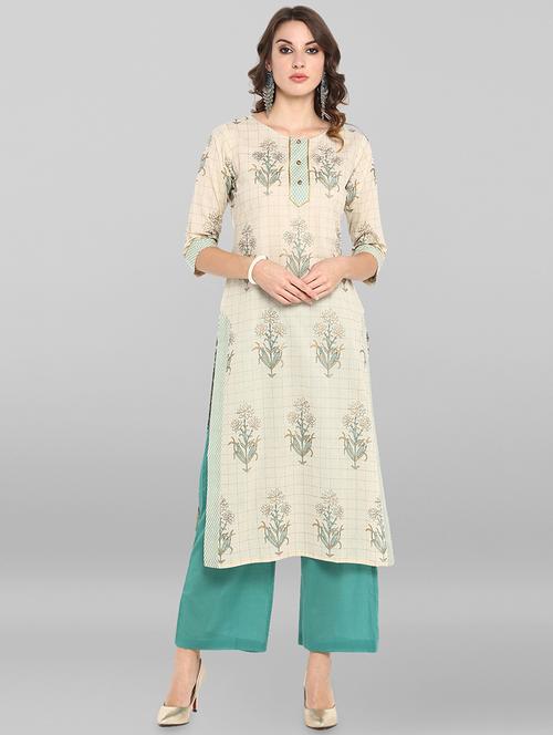 floral kurta palazzo set - 16765194 - Very Small Image - 1