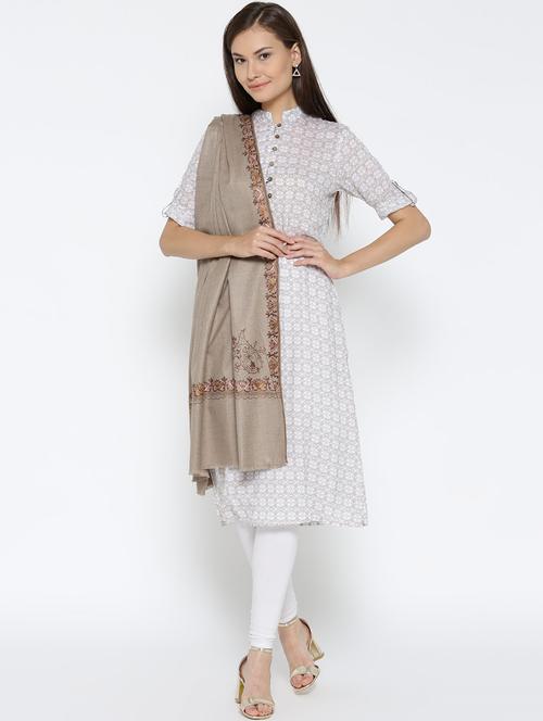 solid wool jamavar shawl - 16766236 - Very Small Image - 1