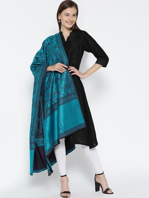 floral wool jamavar shawl - 16766265 - Very Small Image - 1