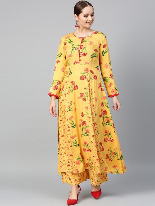 floral kurta palazzo set - 16766440 - Very Small Image - 1