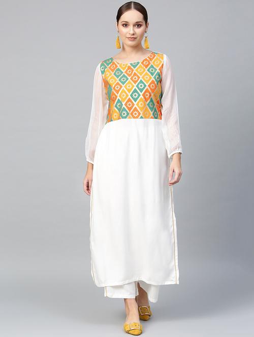 contrast yoke kurta palazzo set - 16766468 - Very Small Image - 1