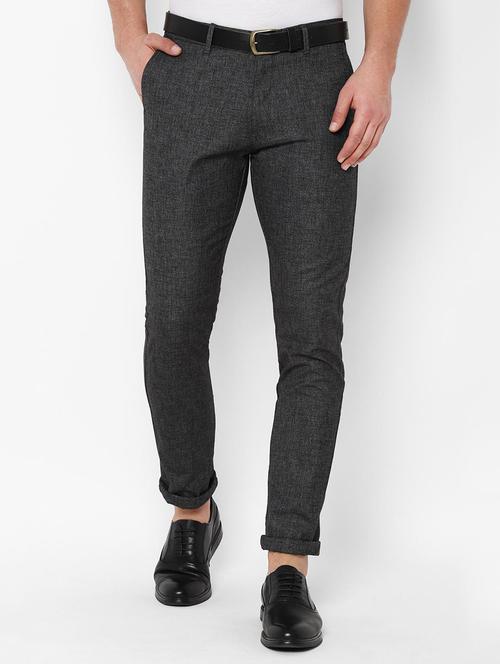 grey textured flat front casual trouser - 16766797 - Very Small Image - 1