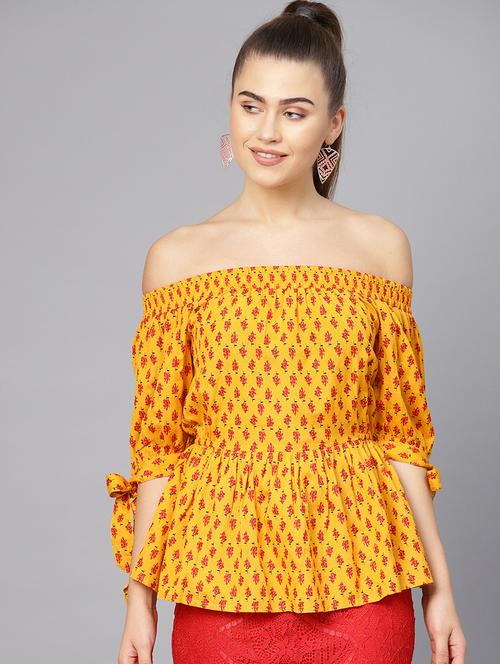 off shoulder tie knot sleeved top  - 16767327 - Very Small Image - 1