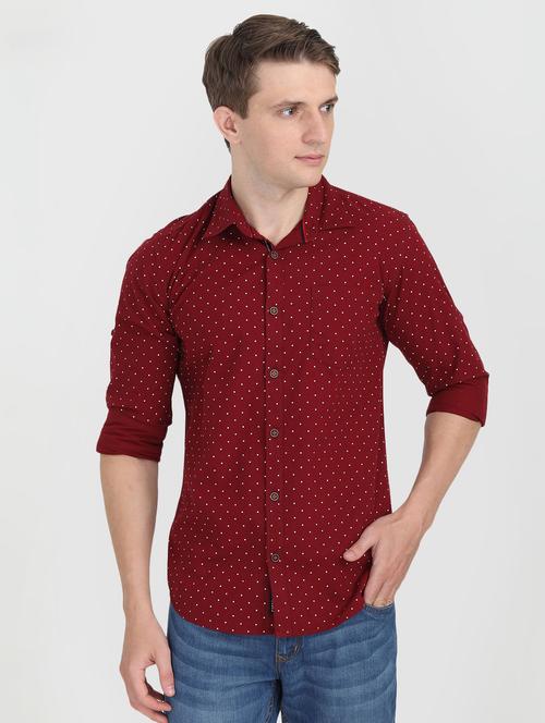 red polka dotted casual shirt - 16767751 - Very Small Image - 1