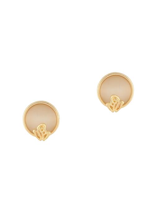 beige metal studs earring - 16768110 - Very Small Image - 1