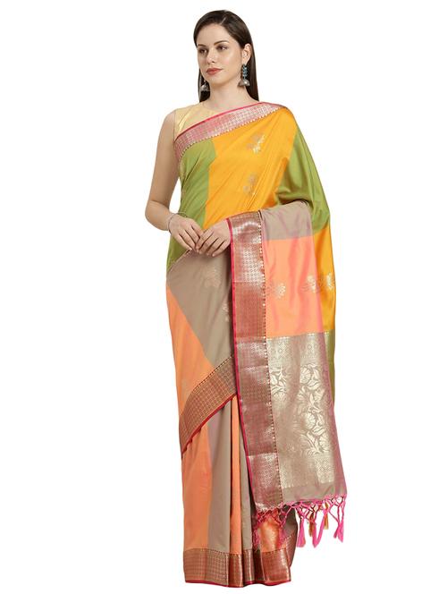 floral kanjivaram saree with blouse - 16768775 - Very Small Image - 1