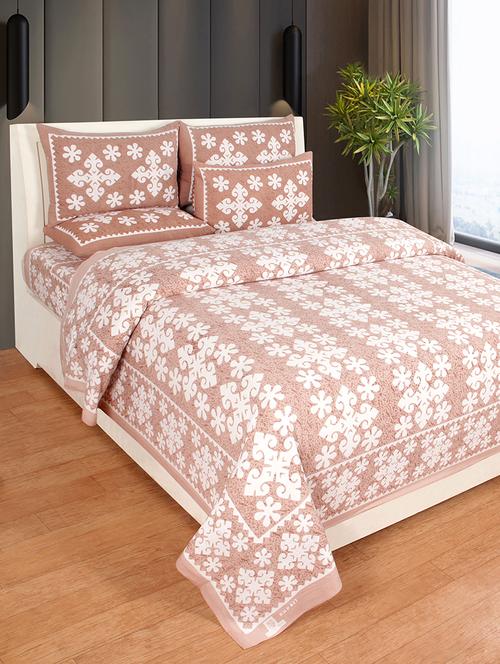  cotton double bedsheet with two stitched pillow covers - 16768943 - Very Small Image - 1