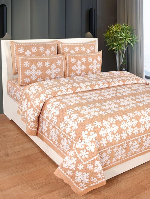  cotton double bedsheet with two stitched pillow covers - 16768945 - Very Small Image - 1