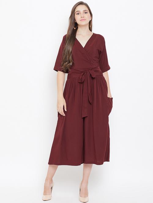 tie knot overlap neck gathered jumpsuit - 16769701 - Very Small Image - 1