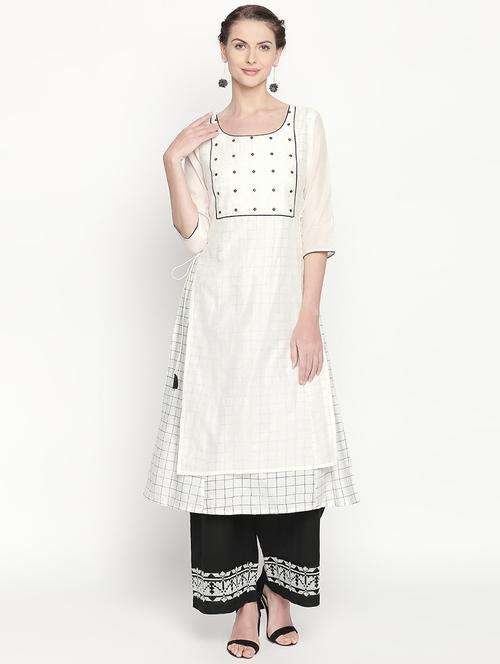 embroidered layered kurta - 16771055 - Very Small Image - 1