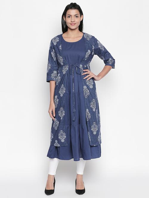 indigo layered kurta - 16771081 - Very Small Image - 1