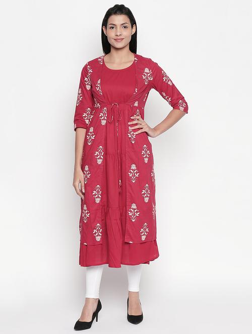 printed layered kurta - 16771082 - Very Small Image - 1