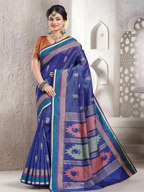 self design woven saree with blouse - 16771297 - Very Small Image - 1
