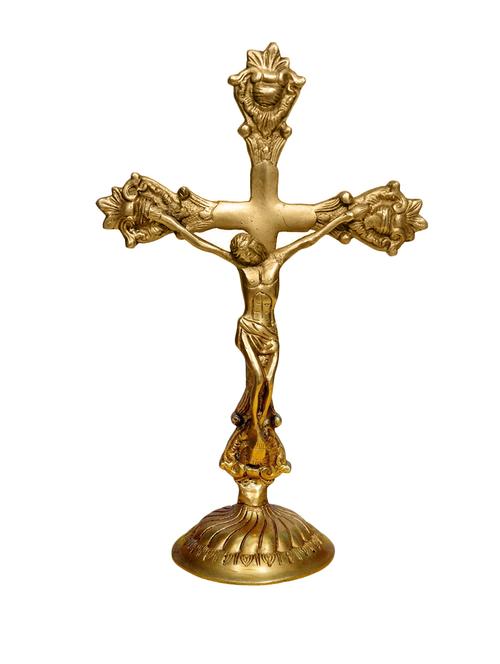  christian lord jesus cross sign brass statue - 16771847 - Very Small Image - 1