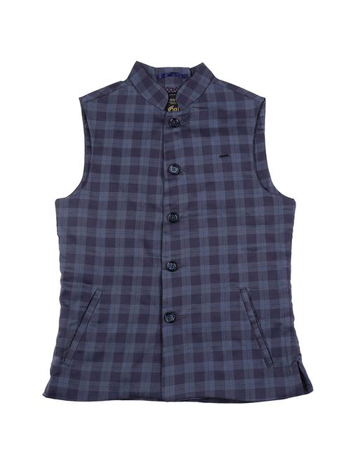 pocket detail checkered nehru jacket - 16772201 - Very Small Image - 1