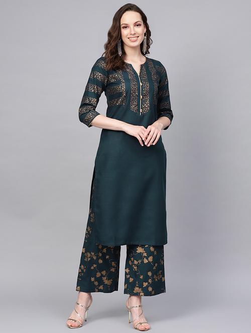 printed kurta palazzo set - 16773820 - Very Small Image - 1
